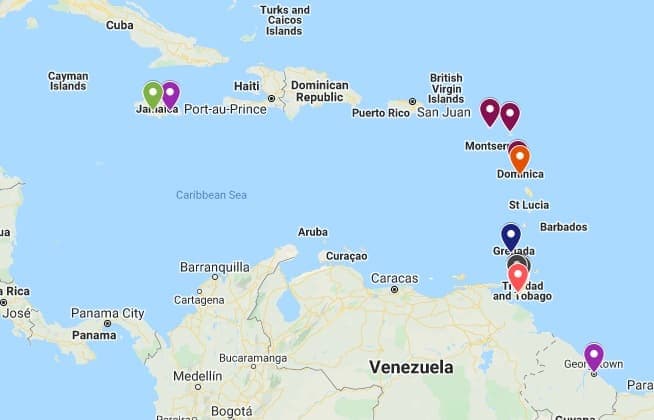 Domuv Caribbean locations map